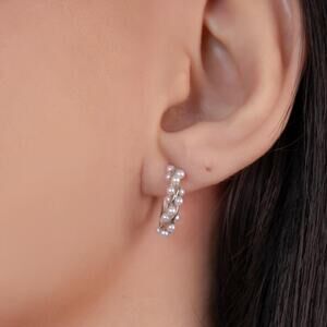 Sterling Silver Pearl Huggie Hoop Earrings: Dainty Minimalist Jewelry